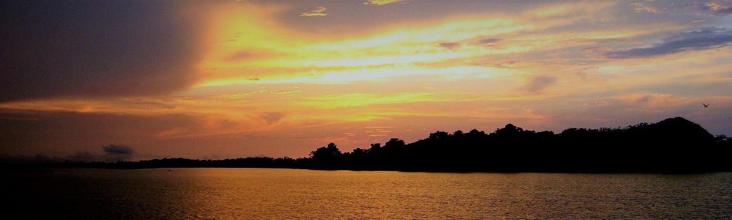 Sunset over the Amazon river. 