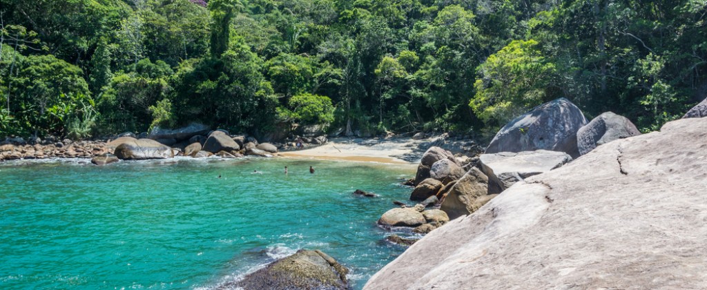 One of the rocky beaches of Ilha Grande.