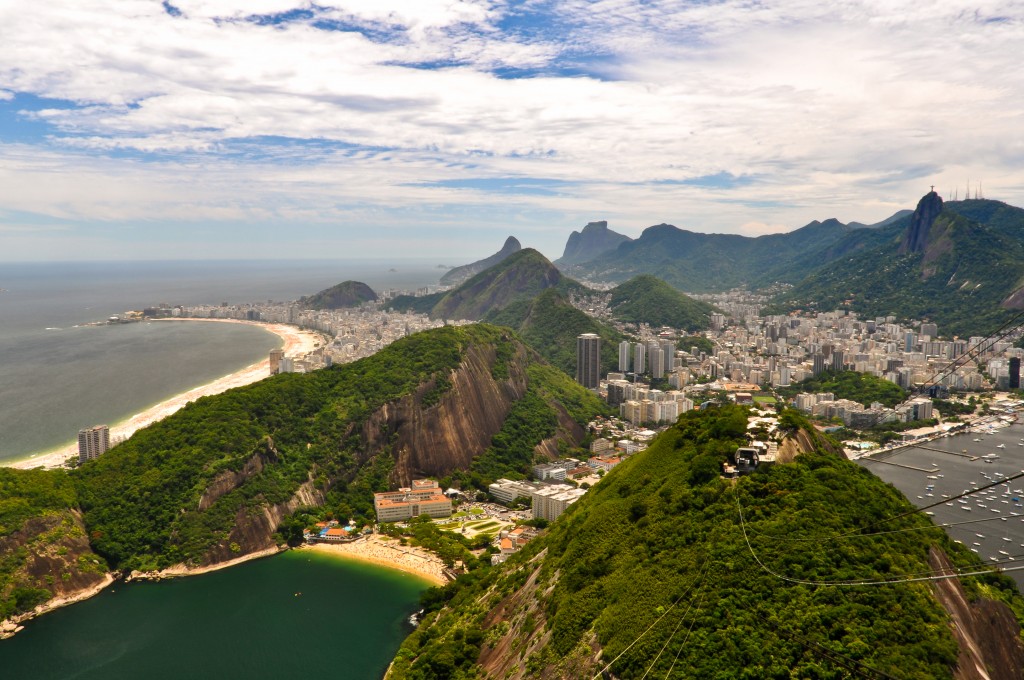 Aerial view of the beaches in Rio de Janeiro. 
