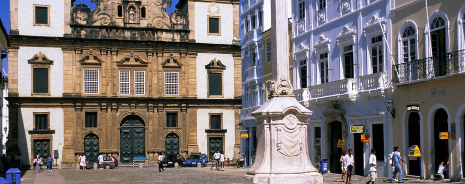The colourful town center of Salvador de Bahia. 