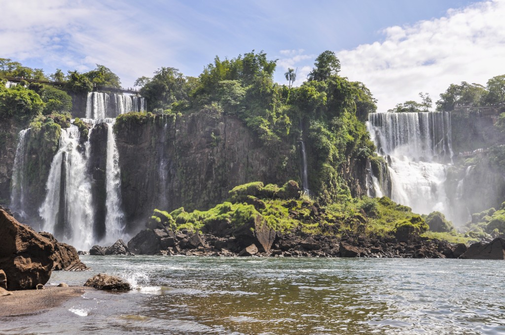 Iguaçu falls from below. 