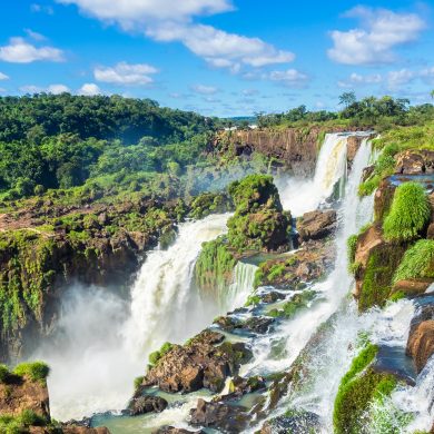 The beautiful scenery at the falls of Iguaçu.
