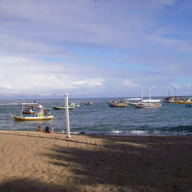 Boats on the coast of Praia do Forte.