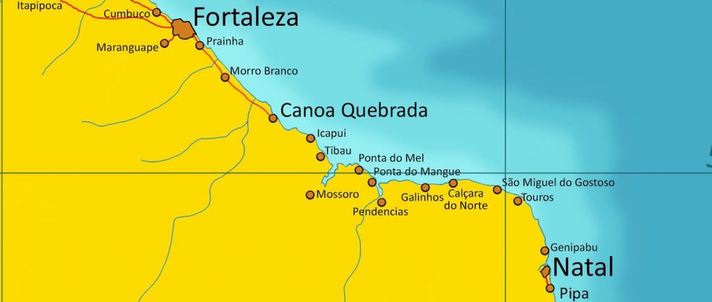 Map of North East Brazil. 