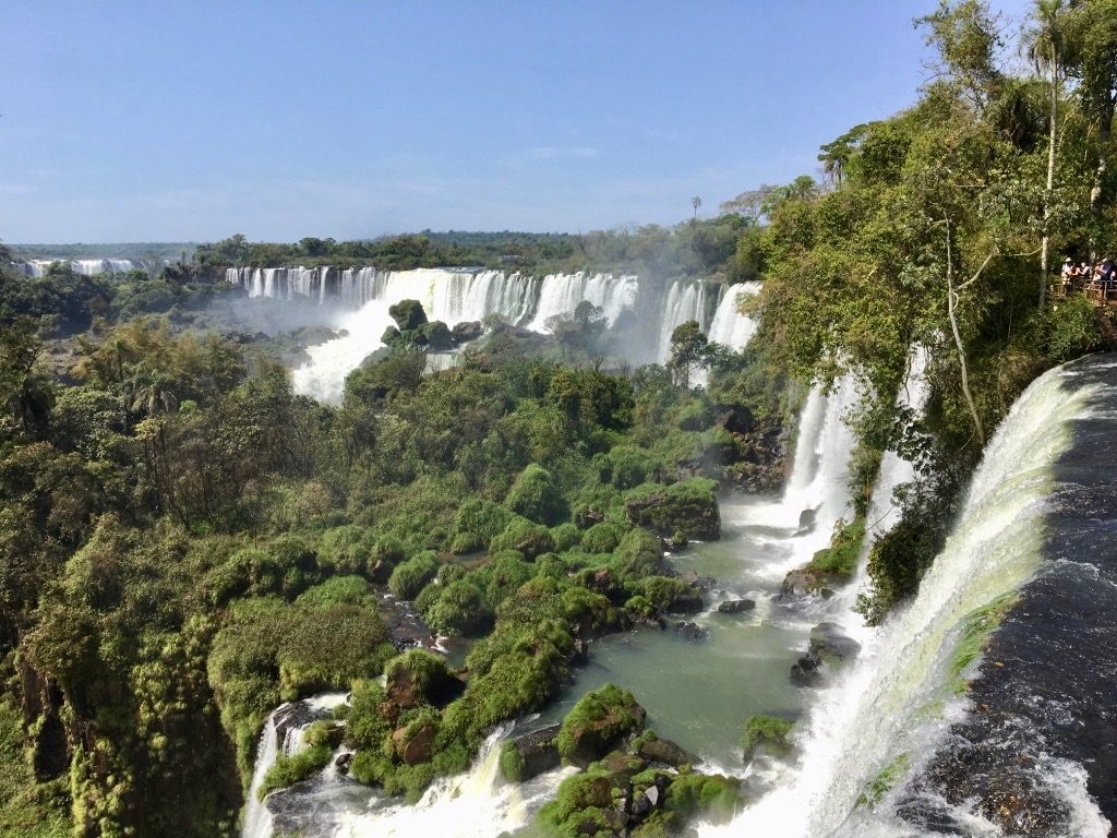 Aerial view of the mighty Iguaçu falls, one of our main Brazil tourist attractions. 