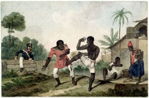 Slaves playing capoeira.