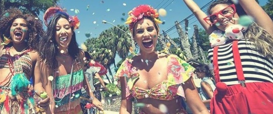 Girls dancing Samba at Carnival in Brazil. 
