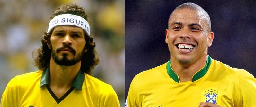 Ronaldo and Socrates, two legendary Brazilian footballers.