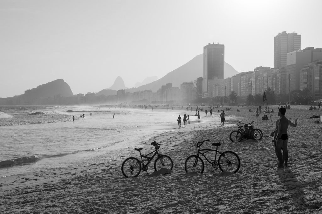 Black and White of Leme beach in Rio.